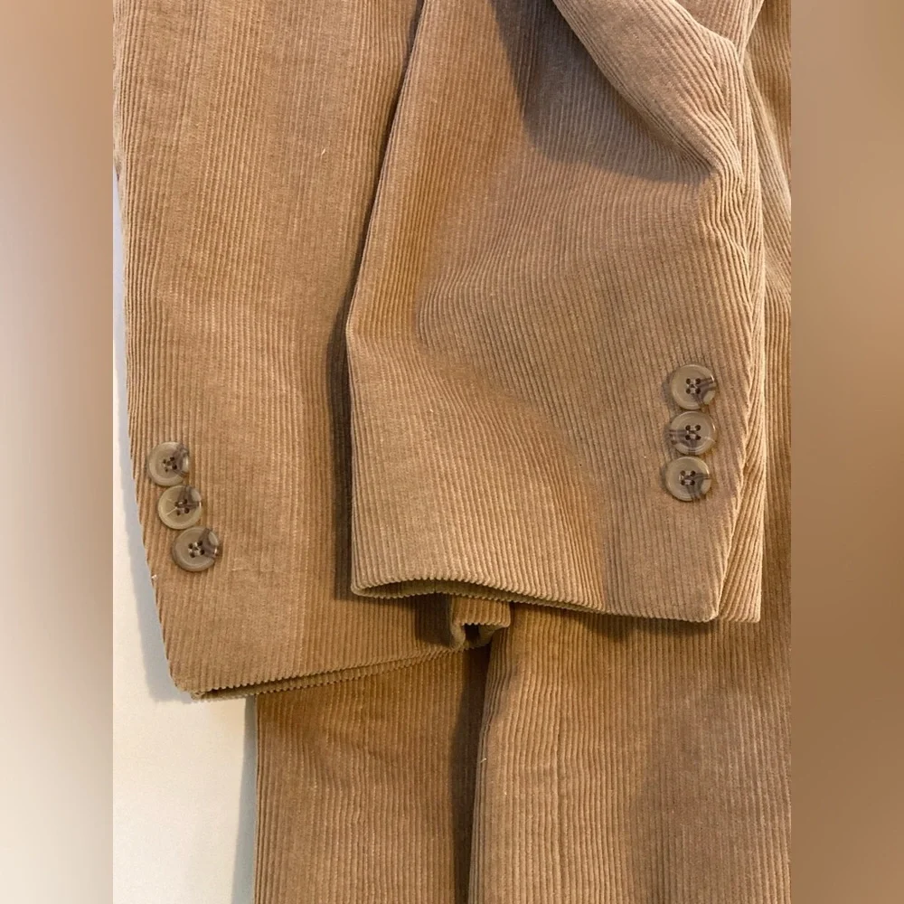 Alan Flusser Corduroy Blazer Jacket Men’s 40R Brown Tan Two Button Sport Coat